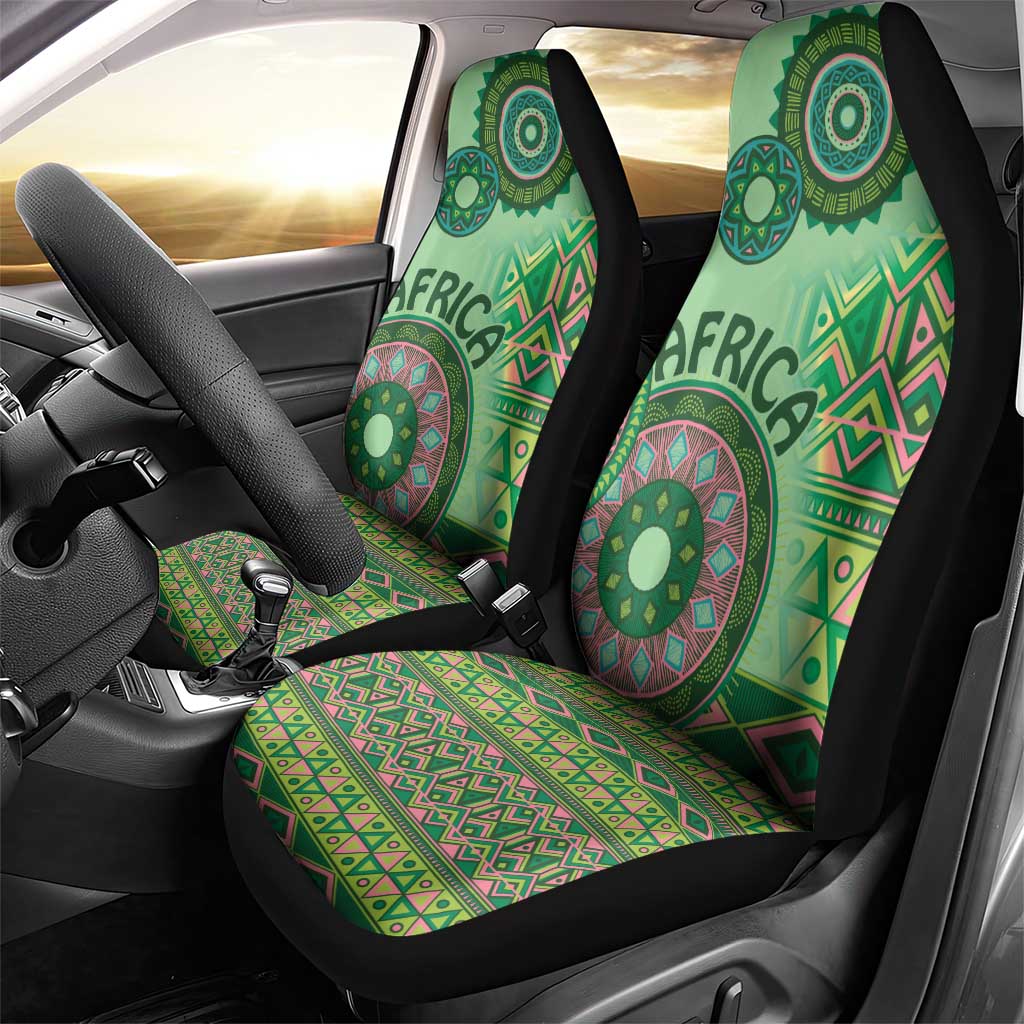 Afro Tribal Traditional Pattern Car Seat Cover Green Motif