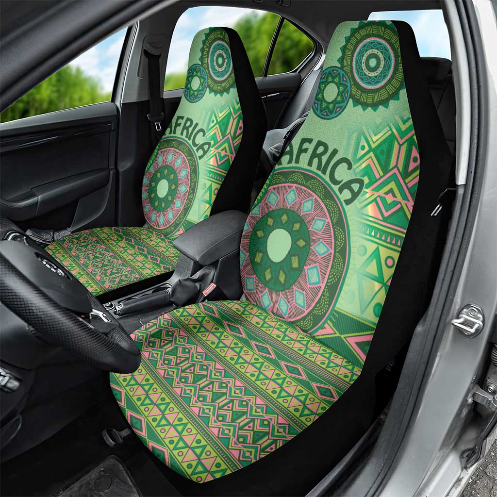 Afro Tribal Traditional Pattern Car Seat Cover Green Motif