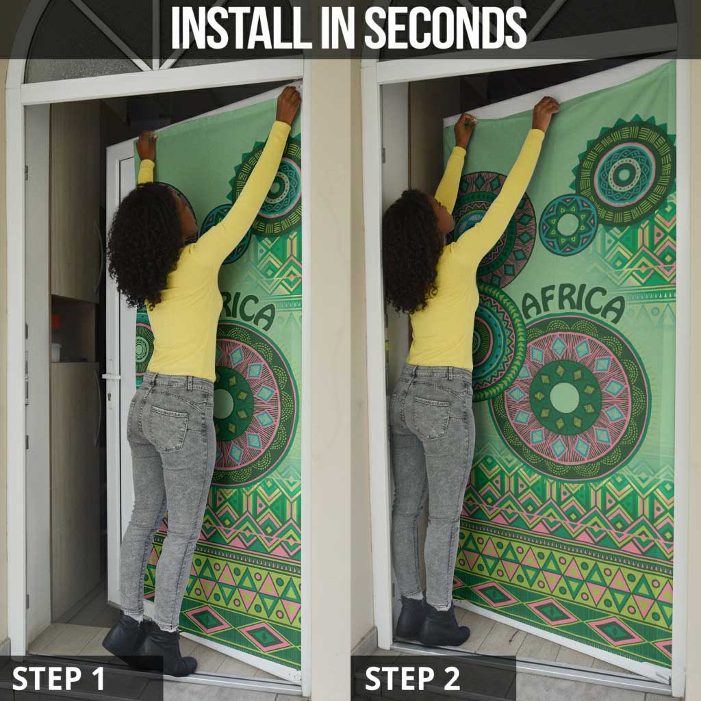 Africa Tribal Traditional Pattern Door Cover Green Motif