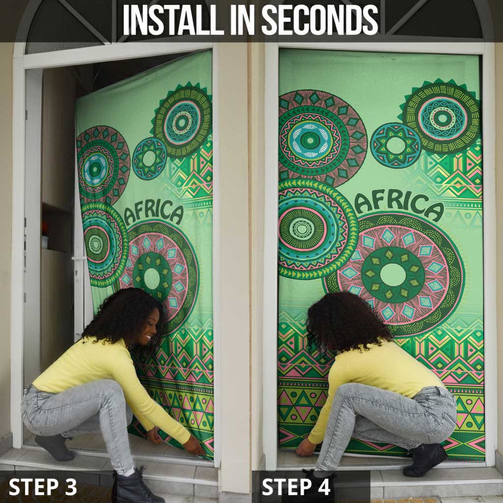 Africa Tribal Traditional Pattern Door Cover Green Motif