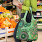 Afro Tribal Traditional Pattern Grocery Bag Green Motif