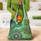 Afro Tribal Traditional Pattern Grocery Bag Green Motif
