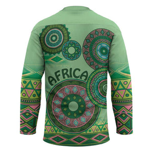 Africa Tribal Traditional Pattern Hockey Jersey Green Motif