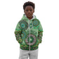 Afro Tribal Traditional Pattern Kid Hoodie Green Motif
