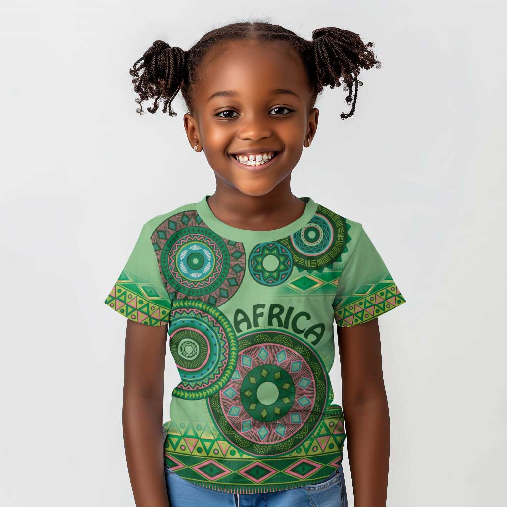 Afro Tribal Traditional Pattern Kid T shirt Green Motif