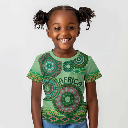 Afro Tribal Traditional Pattern Kid T shirt Green Motif