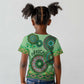 Afro Tribal Traditional Pattern Kid T shirt Green Motif