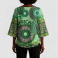 Africa Tribal Traditional Pattern Kimono Sleeve Blouse Green Motif