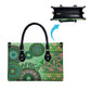 Africa Tribal Traditional Pattern Leather Bag Green Motif