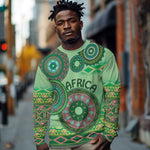 Afro Tribal Traditional Pattern Long Sleeve Shirt Green Motif LT9