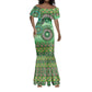 Afro Tribal Traditional Pattern Mermaid Dress Green Motif