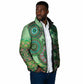 Africa Tribal Traditional Pattern Padded Jacket Green Motif