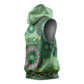 Afro Tribal Traditional Pattern Sleeveless Hoodie Green Motif - African Pride