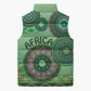 Africa Tribal Traditional Pattern Sleeveless Puffer Jacket Green Motif