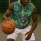 Afro Tribal Traditional Pattern Sleeveless Zip Hoodie Green Motif - African Pride