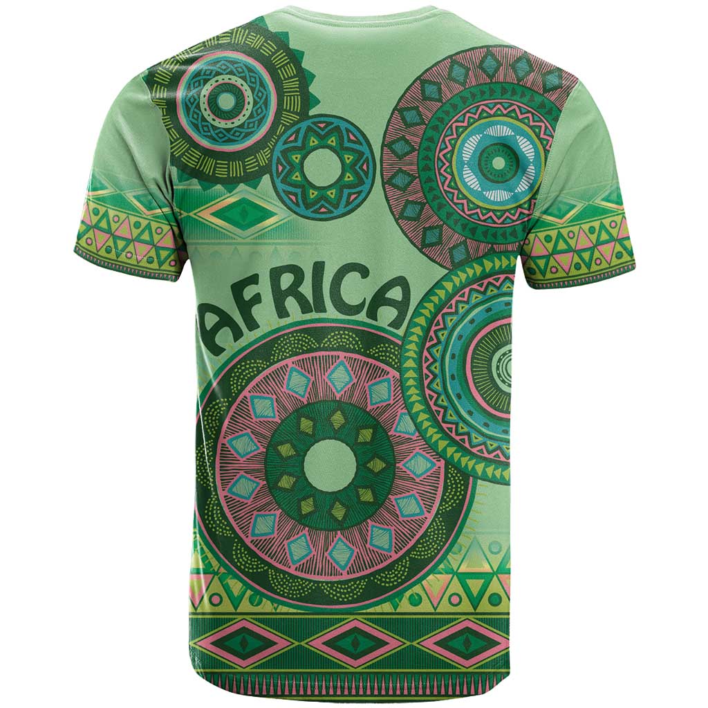 Afro Tribal Traditional Pattern T shirt Green Motif