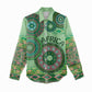 Afro Tribal Traditional Pattern Women Casual Shirt Green Motif LT9
