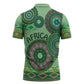 Africa Tribal Traditional Pattern Zipper Polo Shirt Green Motif