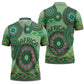 Africa Tribal Traditional Pattern Zipper Polo Shirt Green Motif