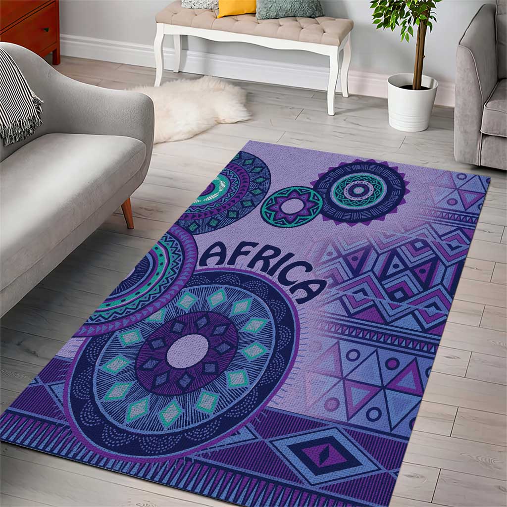 Afro Tribal Traditional Pattern Area Rug Purple Motif