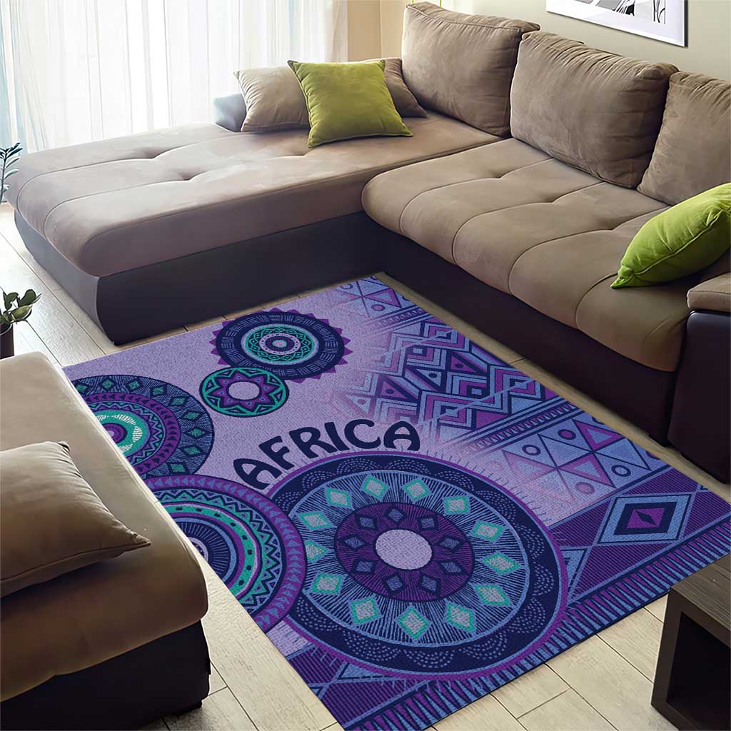 Afro Tribal Traditional Pattern Area Rug Purple Motif