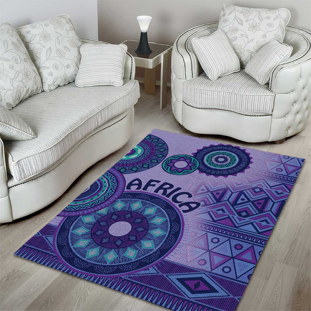 Afro Tribal Traditional Pattern Area Rug Purple Motif