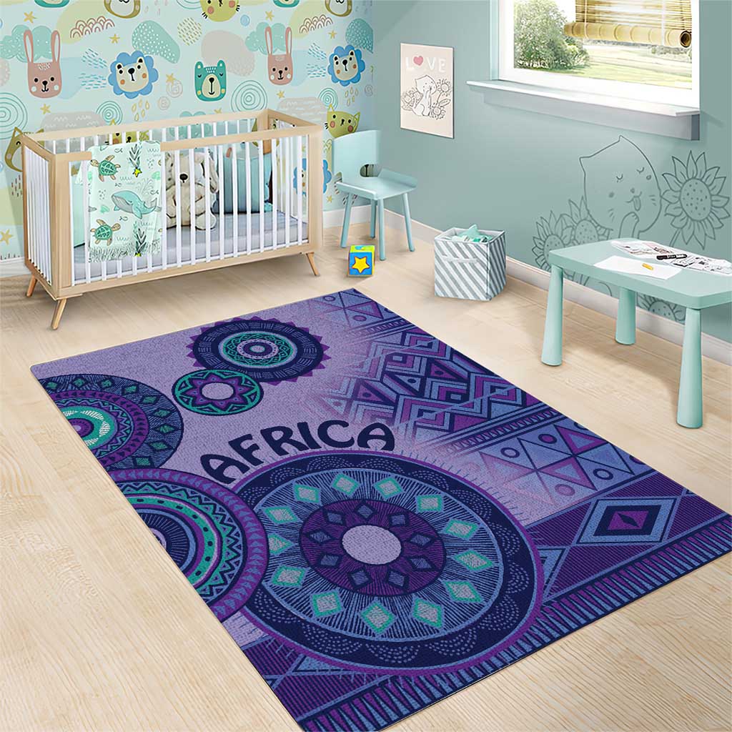 Afro Tribal Traditional Pattern Area Rug Purple Motif