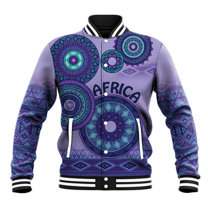 Afro Tribal Traditional Pattern Baseball Jacket Purple Motif LT9