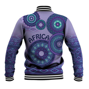 Afro Tribal Traditional Pattern Baseball Jacket Purple Motif LT9