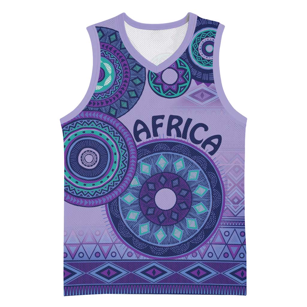 Afro Tribal Traditional Pattern Basketball Jersey Purple Motif - African Pride
