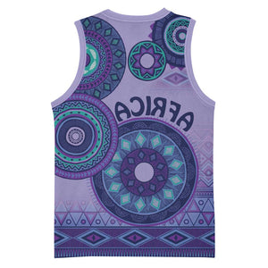 Afro Tribal Traditional Pattern Basketball Jersey Purple Motif - African Pride