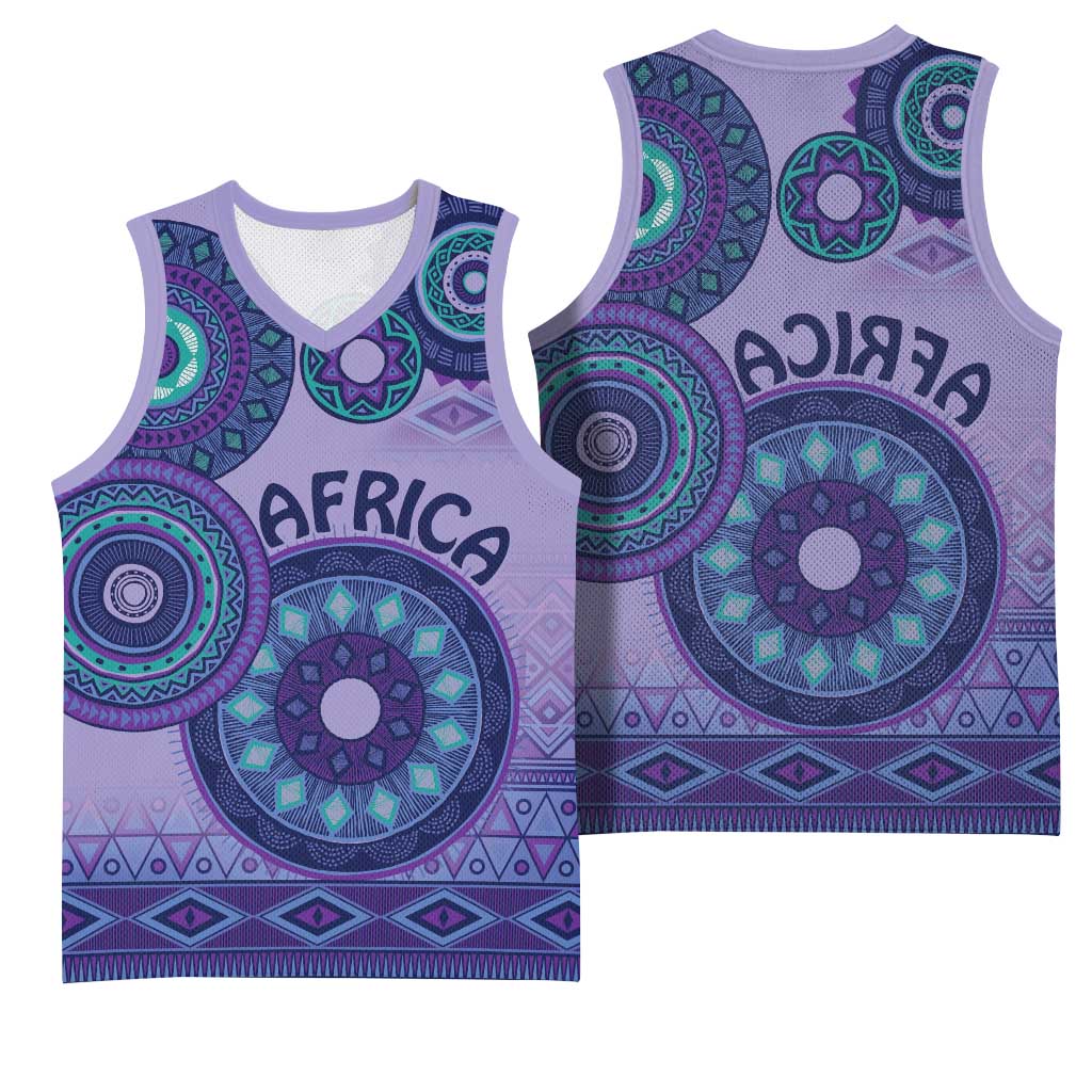 Afro Tribal Traditional Pattern Basketball Jersey Purple Motif - African Pride