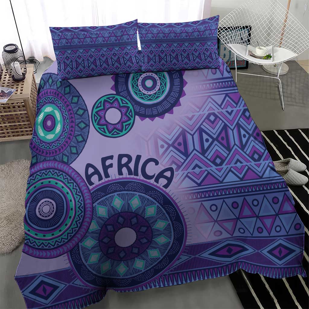 Afro Tribal Traditional Pattern Bedding Set Purple Motif