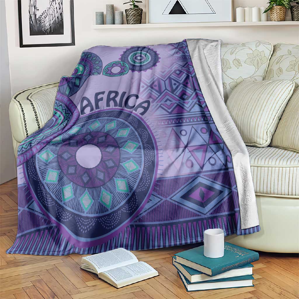 Afro Tribal Traditional Pattern Blanket Purple Motif