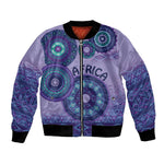 Afro Tribal Traditional Pattern Bomber Jacket Purple Motif