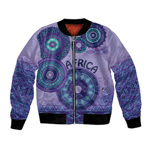 Afro Tribal Traditional Pattern Bomber Jacket Purple Motif