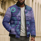 Africa Tribal Traditional Pattern Bomber Puffer Jacket Purple Motif
