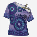 Africa Tribal Traditional Pattern Cross Shoulder Shirt Purple Motif