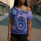 Africa Tribal Traditional Pattern Cross Shoulder Shirt Purple Motif