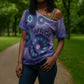 Africa Tribal Traditional Pattern Cross Shoulder Shirt Purple Motif