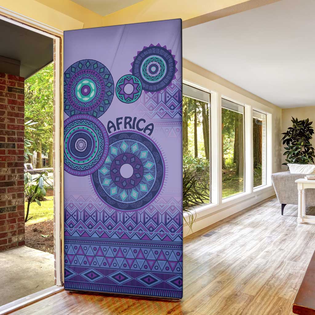 Africa Tribal Traditional Pattern Door Cover Purple Motif