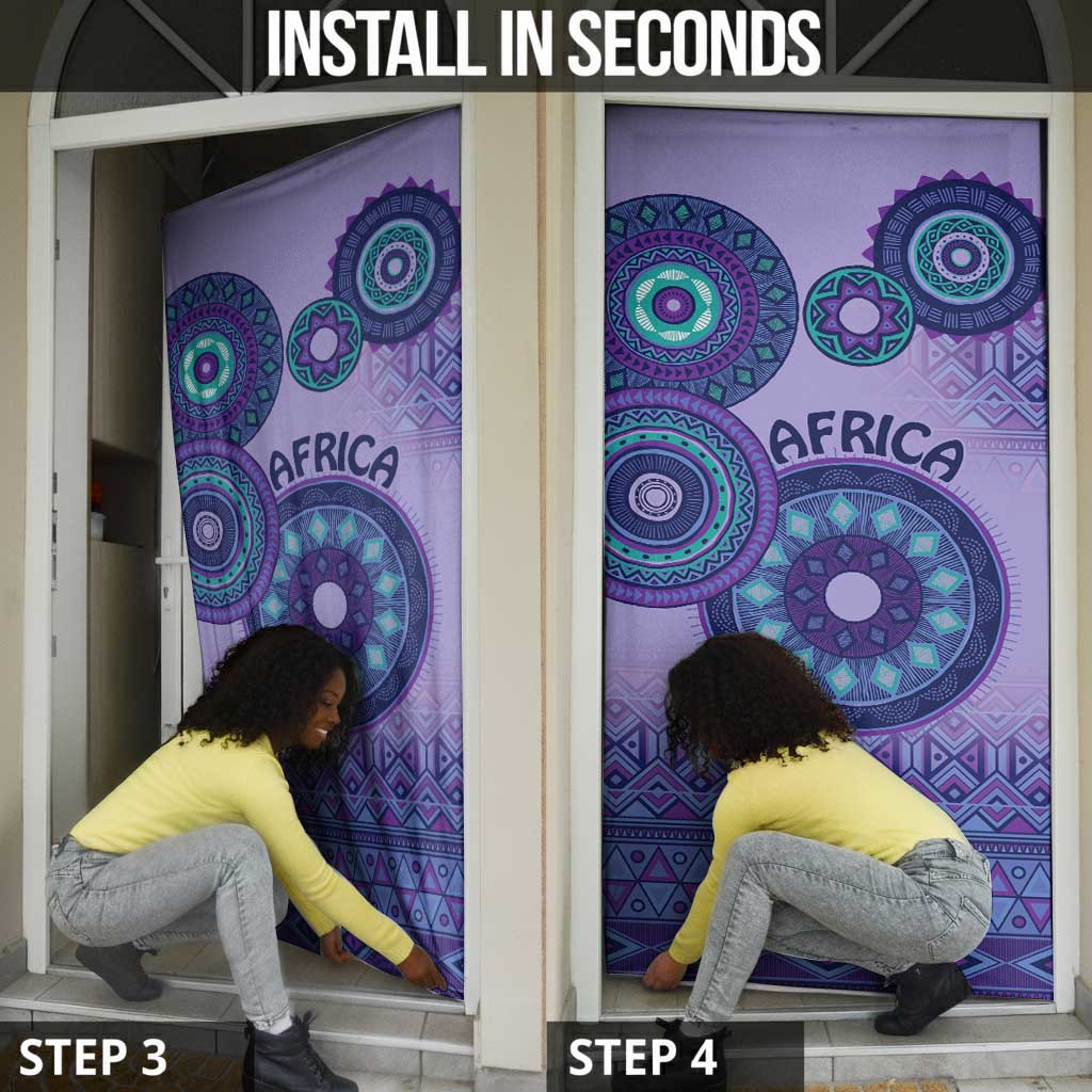 Africa Tribal Traditional Pattern Door Cover Purple Motif