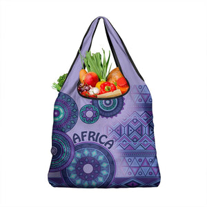 Afro Tribal Traditional Pattern Grocery Bag Purple Motif