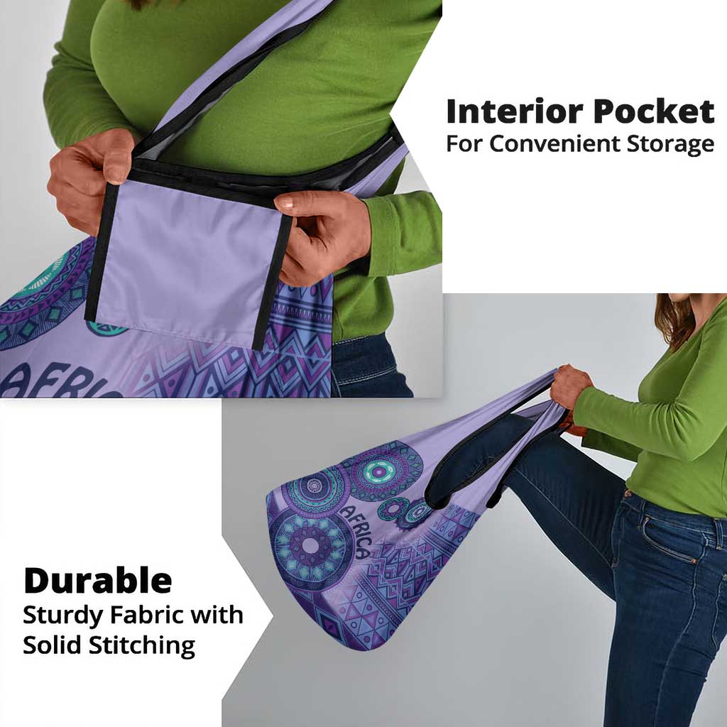 Afro Tribal Traditional Pattern Grocery Bag Purple Motif
