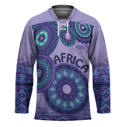 Africa Tribal Traditional Pattern Hockey Jersey Purple Motif