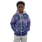 Afro Tribal Traditional Pattern Kid Hoodie Purple Motif