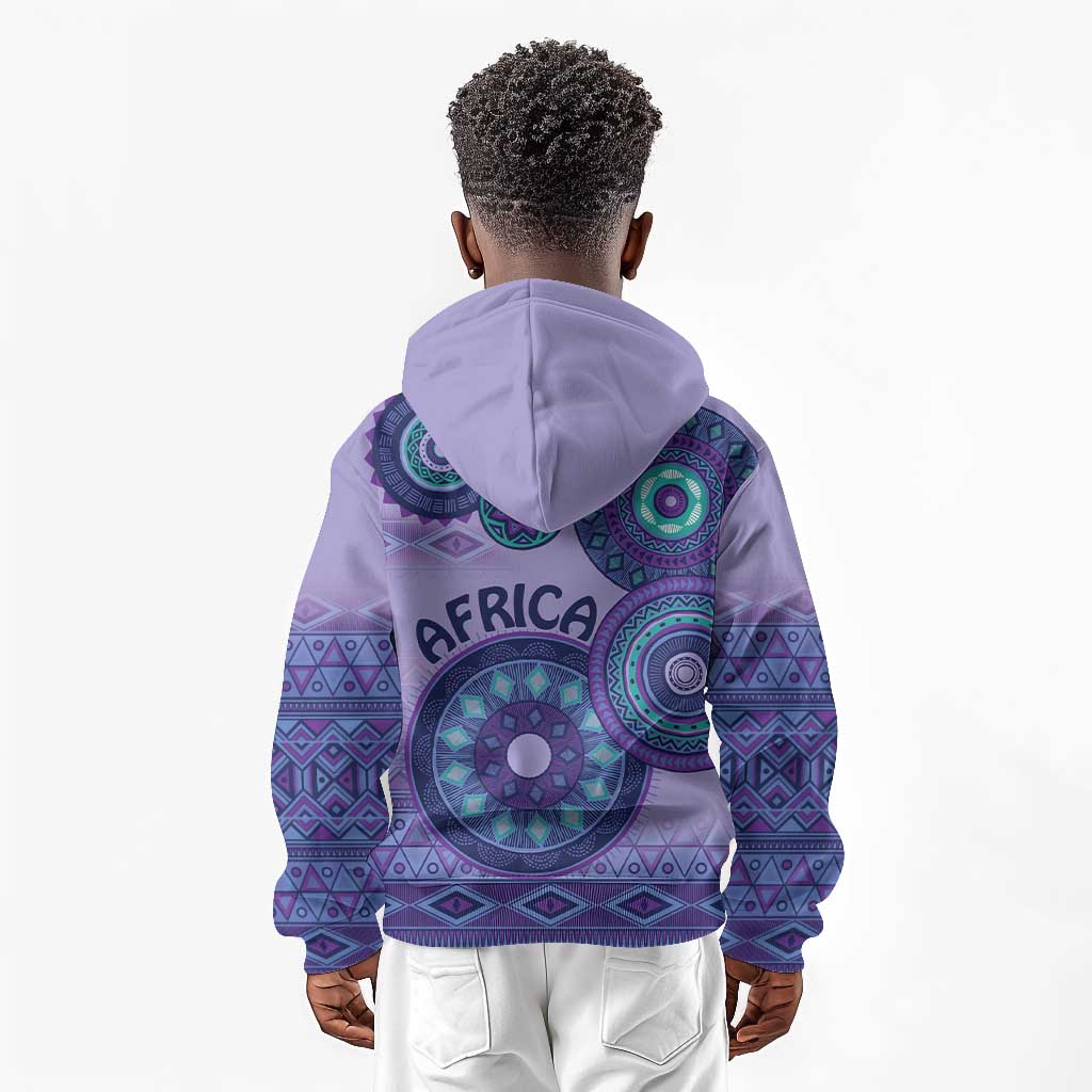 Afro Tribal Traditional Pattern Kid Hoodie Purple Motif
