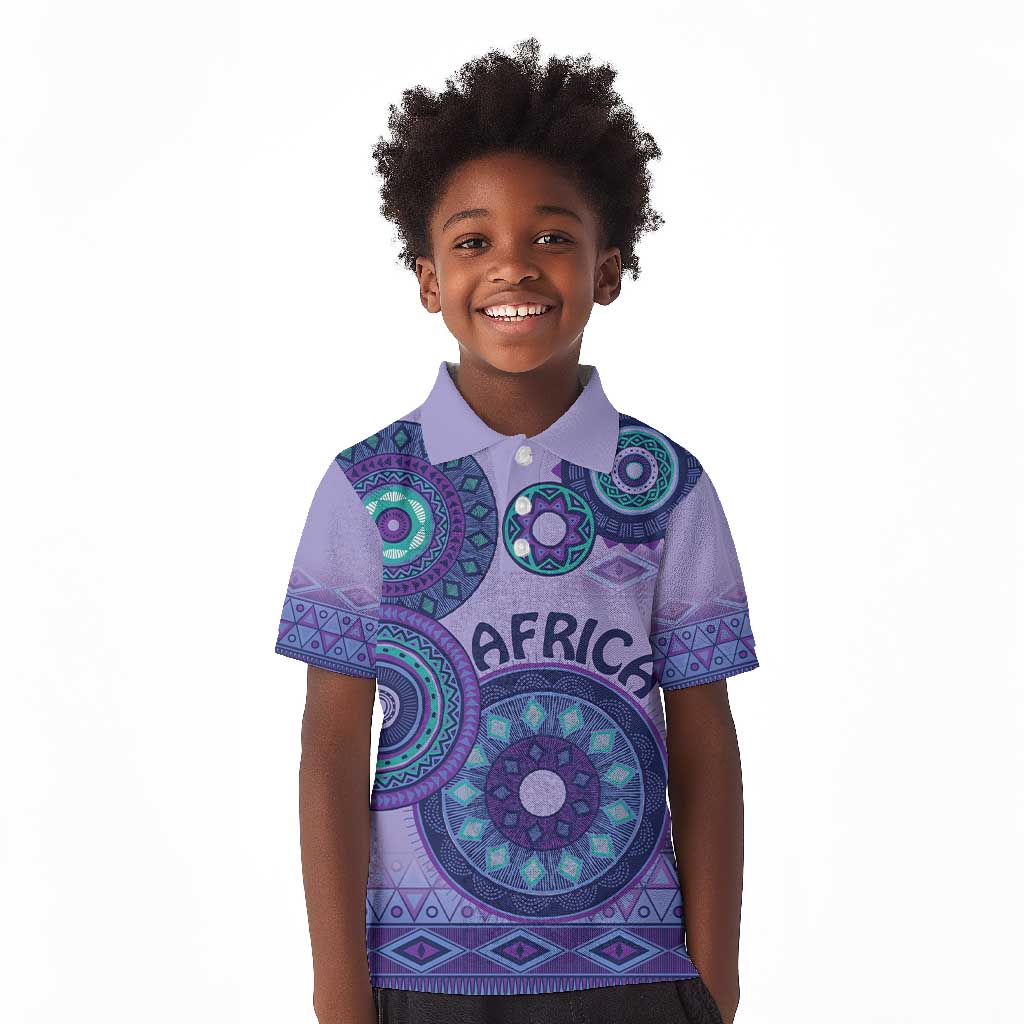 Afro Tribal Traditional Pattern Kid Polo Shirt Purple Motif