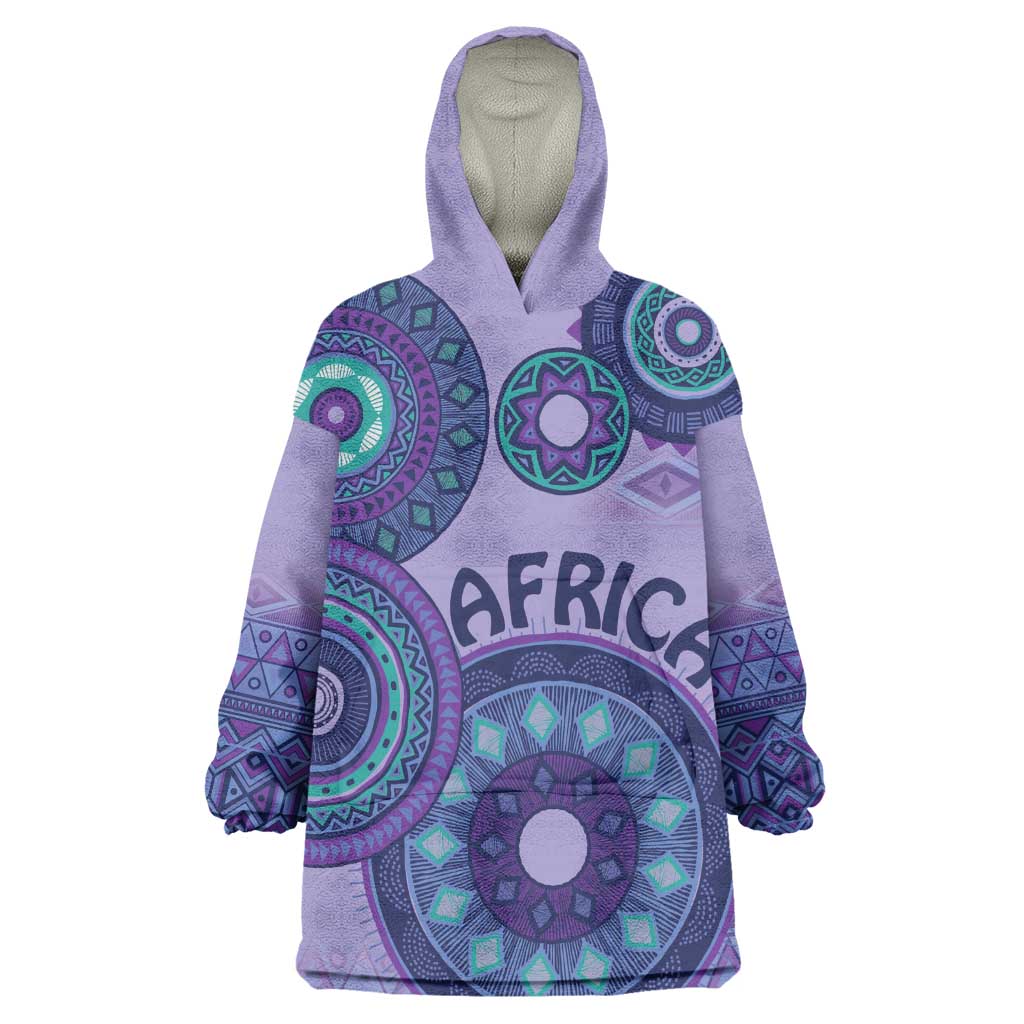 Afro Tribal Traditional Pattern KId Wearable Blanket Hoodie Purple Motif
