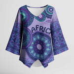 Africa Tribal Traditional Pattern Kimono Sleeve Blouse Purple Motif